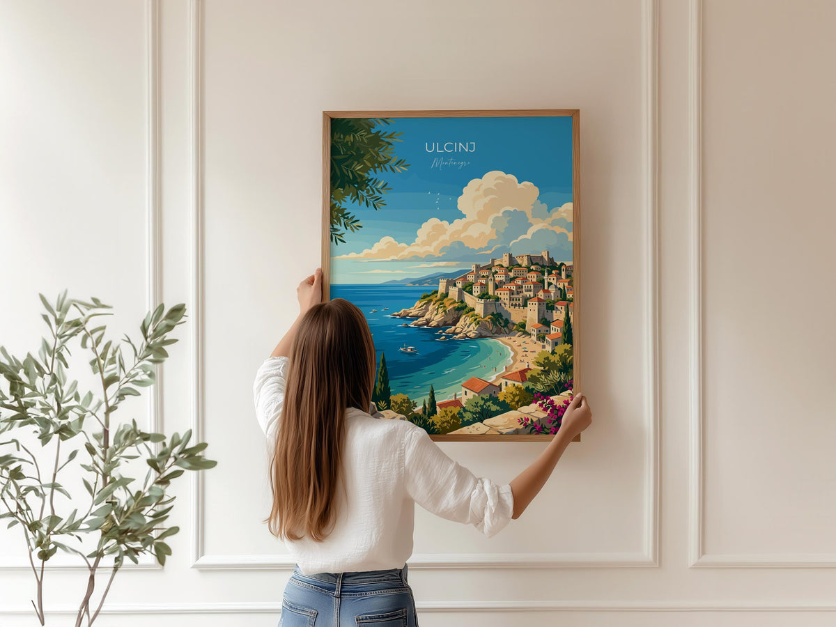 Ulcinj Montenegro Poster, Old Town Wall Art, Adriatic Coast Print, Balkans Travel Poster, Ulcinj Gift