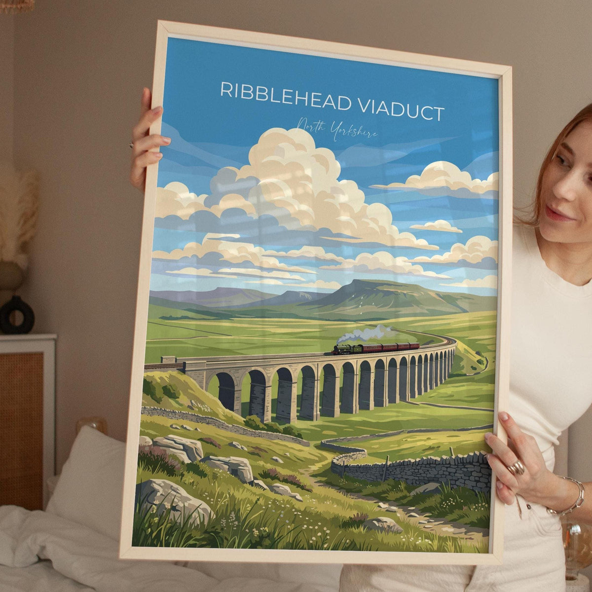 Ribblehead Viaduct Poster, Yorkshire Dales Wall Art, Settle Carlisle Railway Print, England Travel Poster, Ribblehead Gift