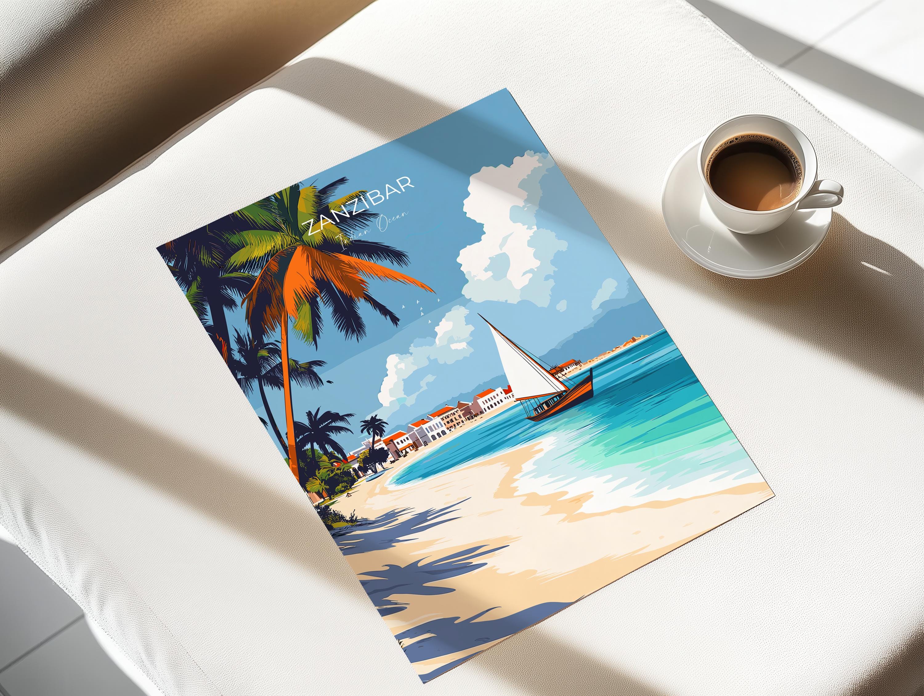 Zanzibar Travel Poster, Travel Print of Zanzibar, Indian Ocean Island Art, Zanzibar Wall Art Gift, NQ Media Designs