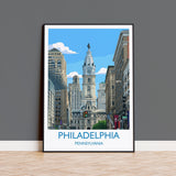 Philadelphia City Art Print, Philadelphia Skyline View, Pennsylvania Travel Poster, US City Gift NQ Media Designs
