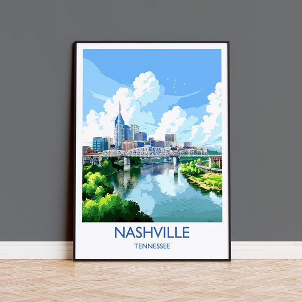 Nashville Travel Print Wall Art, Travel Poster of Nashville, Nashville Art Lovers Gift, Tennessee USA Art Gift