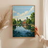 Stratford upon Avon Travel Print, River Avon Wall Art, Royal Shakespeare Theatre Poster, Holy Trinity Church Illustration, UK Decor