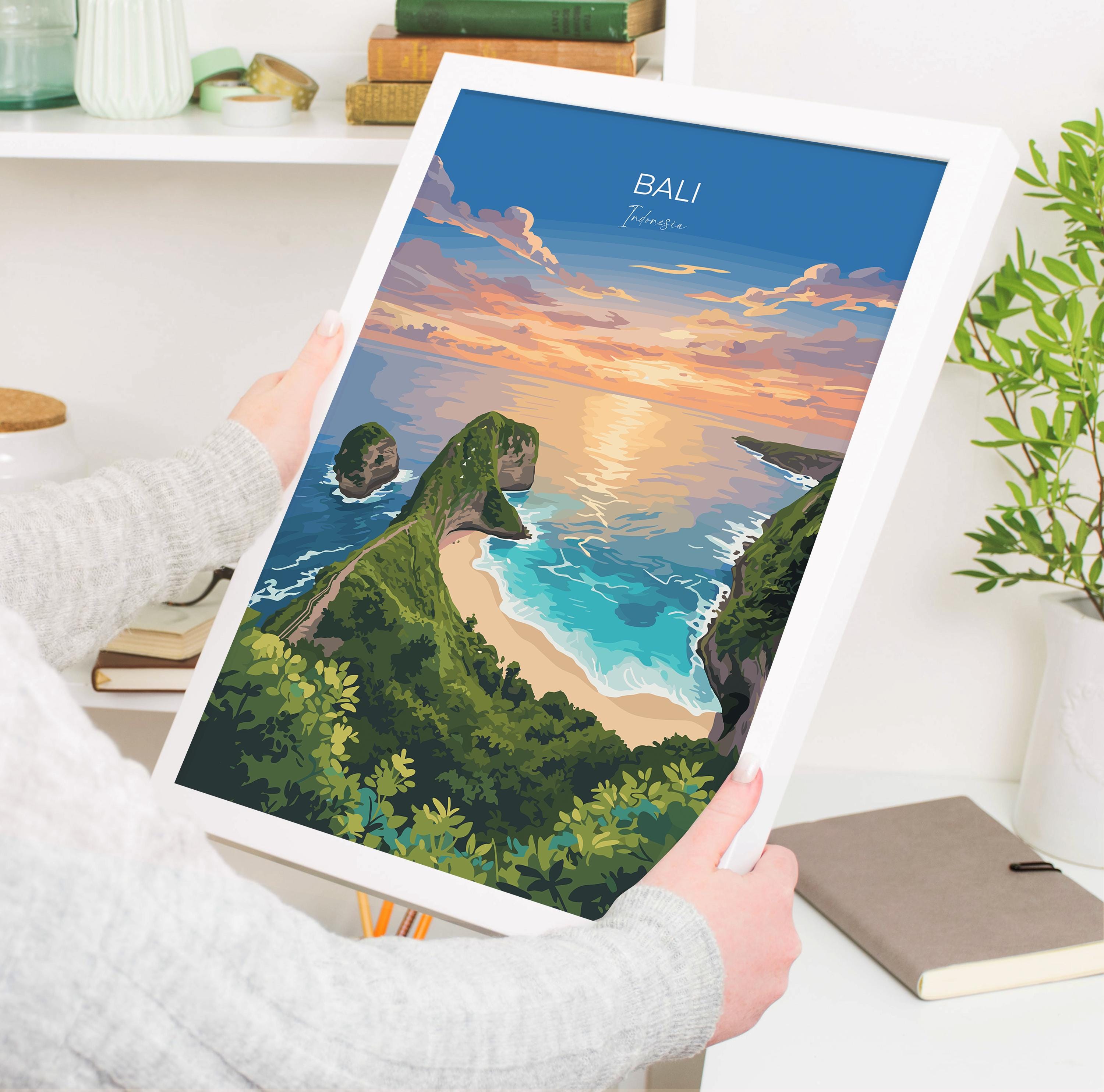 Bali Travel Print, Travel Poster of Bali, Kelingking Beach, Indonesia, Bali Travel Wall Art Gift NQ Media Designs