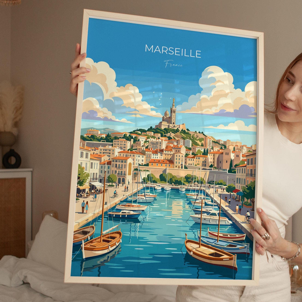 Marseille Poster, Vieux Port Wall Art, Provence Print, France Travel Poster, Marseille Gift