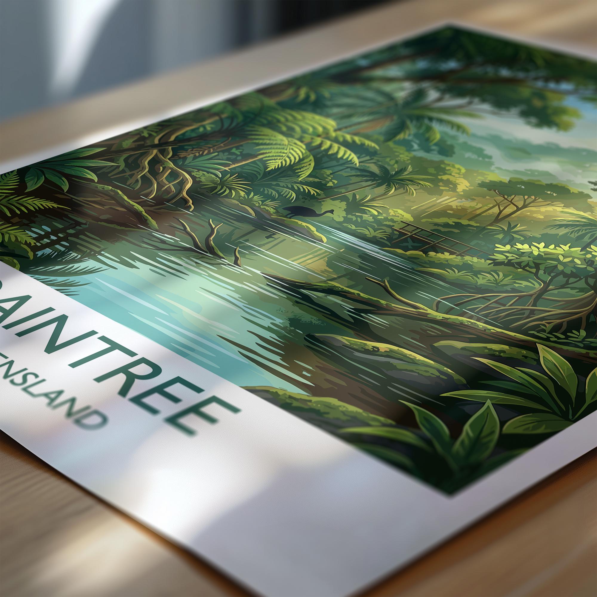 Daintree Rainforest Australia Travel Poster, Tropical Rainforest Wall Art, Queensland Nature Print, Forest Illustration, Australia Decor