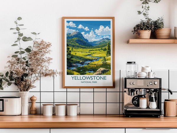 Yellowstone National Park Travel Poster Wall Art, Travel Print of Yellowstone, National Park Art Lovers Gift, Wyoming, USA, Wall Art Gift