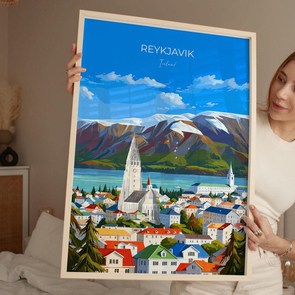 Reykjavik Print Wall Art, Reykjavik Travel Poster, Iceland Wall Art, Reykjavik Art Lovers Gift, Iceland Gift