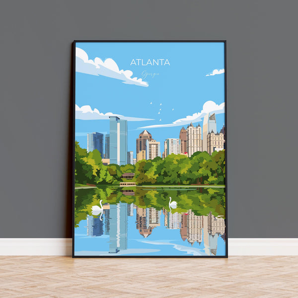 Atlanta Travel Poster, Travel Print of Atlanta, Georgia, Atlanta Art Lovers Gift, USA Gift, Wall Art Print