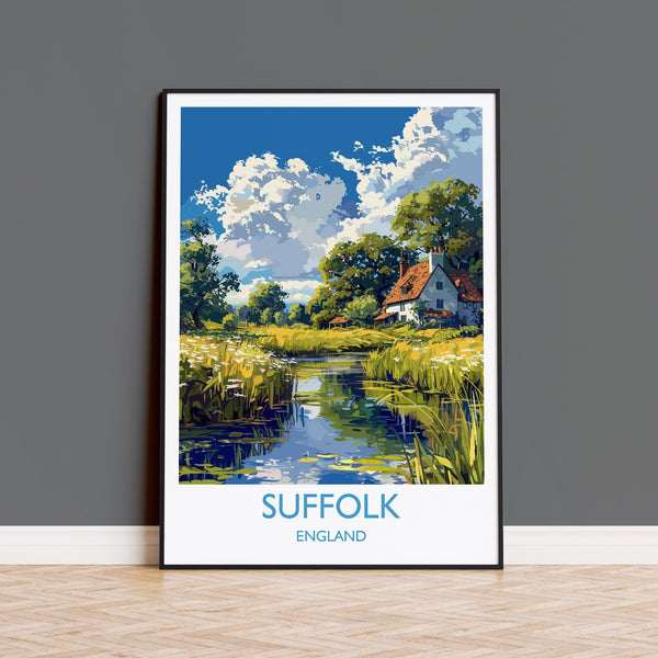 Suffolk Print Wall Art, Travel Poster of Suffolk, England, Suffolk Art Lovers Gift, England Wall Art Print