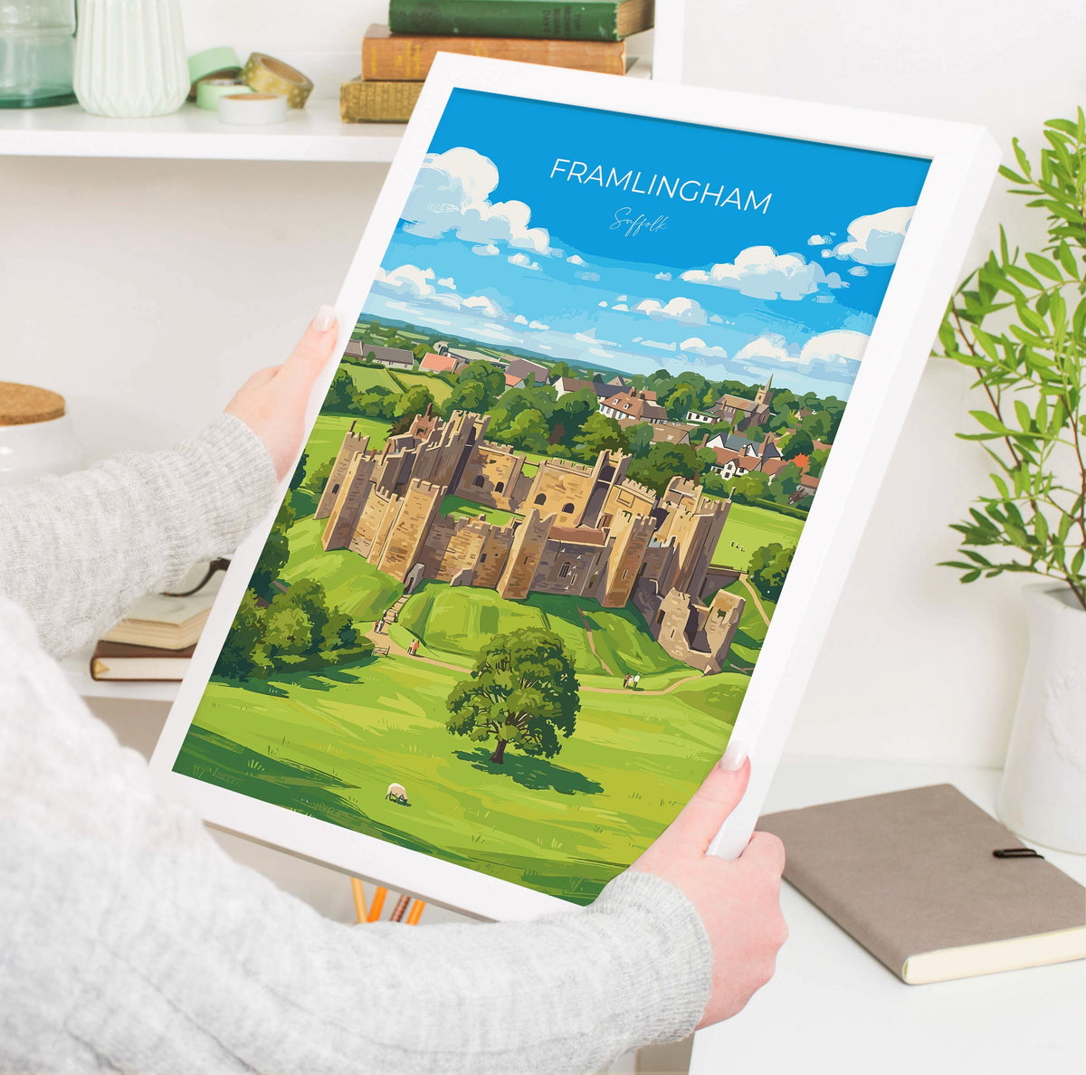 Framlingham Castle Poster, Suffolk Wall Art, Medieval Castle Print, English Travel Poster, Framlingham Gift