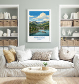 Ambleside Print, Lake Windermere Wall Art with Border, Cumbria Poster, England Travel Print, Ambleside Gift Print