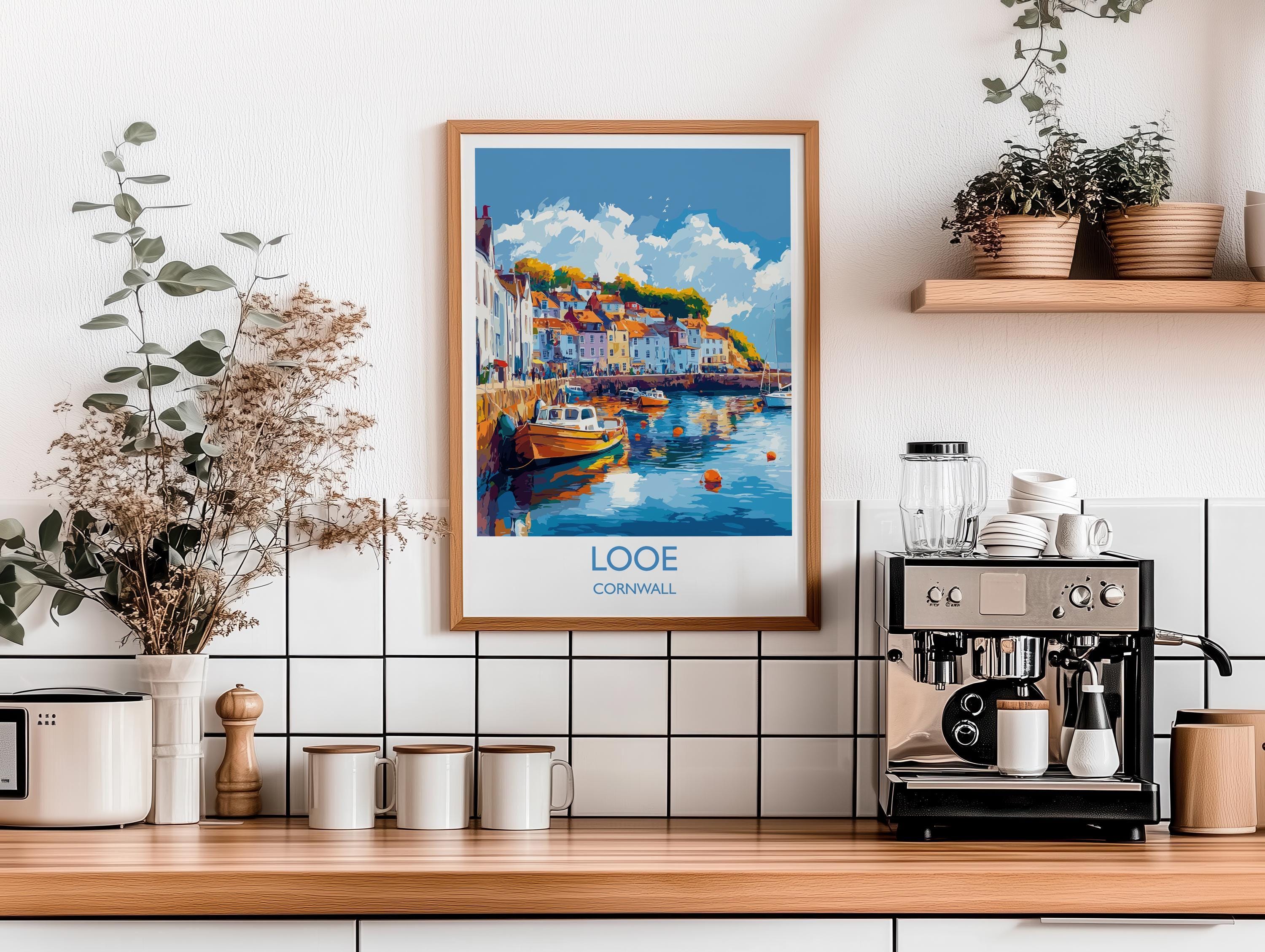 Looe Travel Print, Travel Poster of Looe, England, Cornwall Art, Looe Art Lovers Gift, Wall Art Print NQ Media Designs