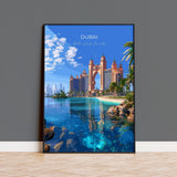 Dubai Travel Poster, Travel Print of Dubai, Palm Jumeirah Dubai Art lovers Gift, UAE Wall Art Gift NQ Media Designs
