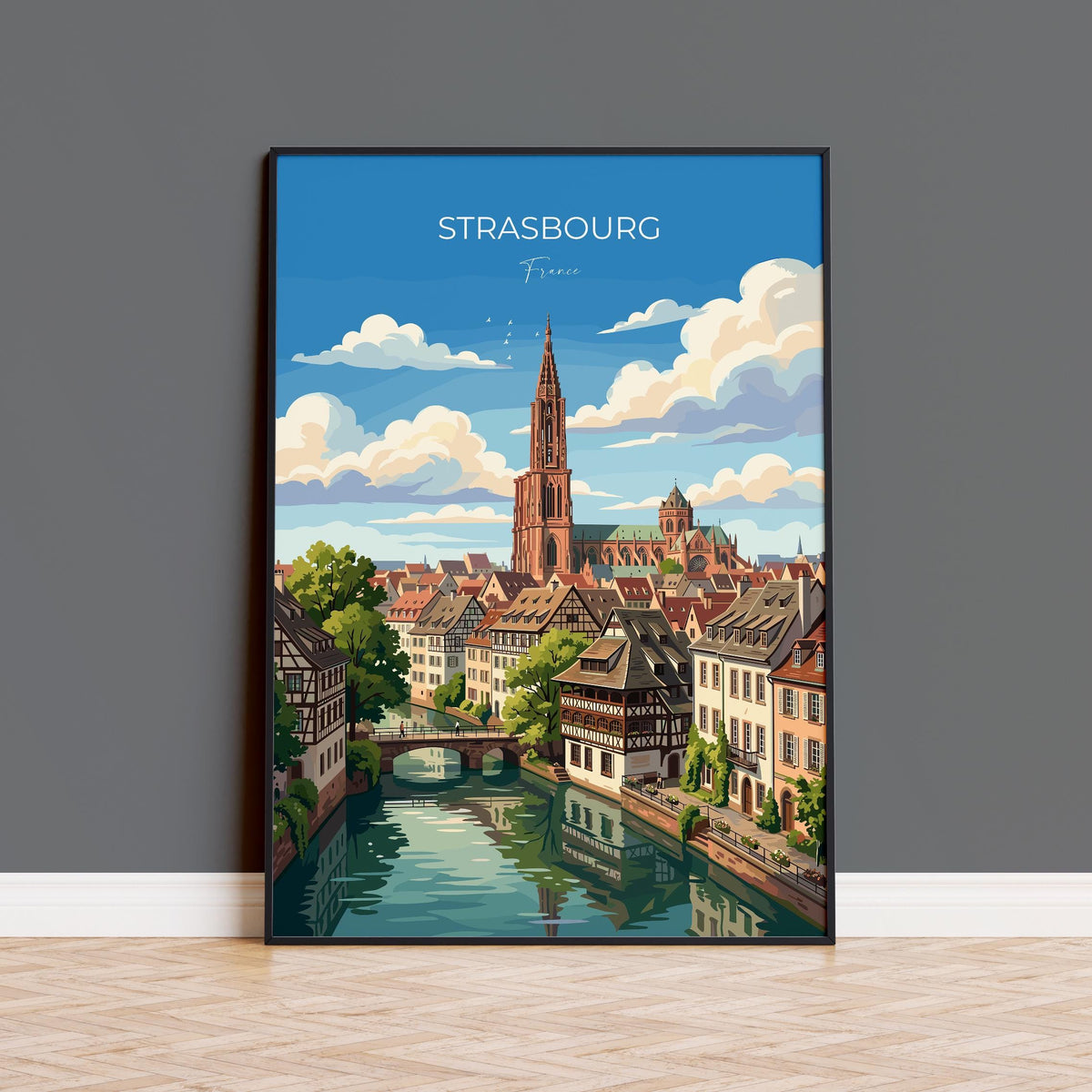 Strasbourg Poster, Petite France Wall Art, Alsace Print, France Travel Poster, Strasbourg Gift