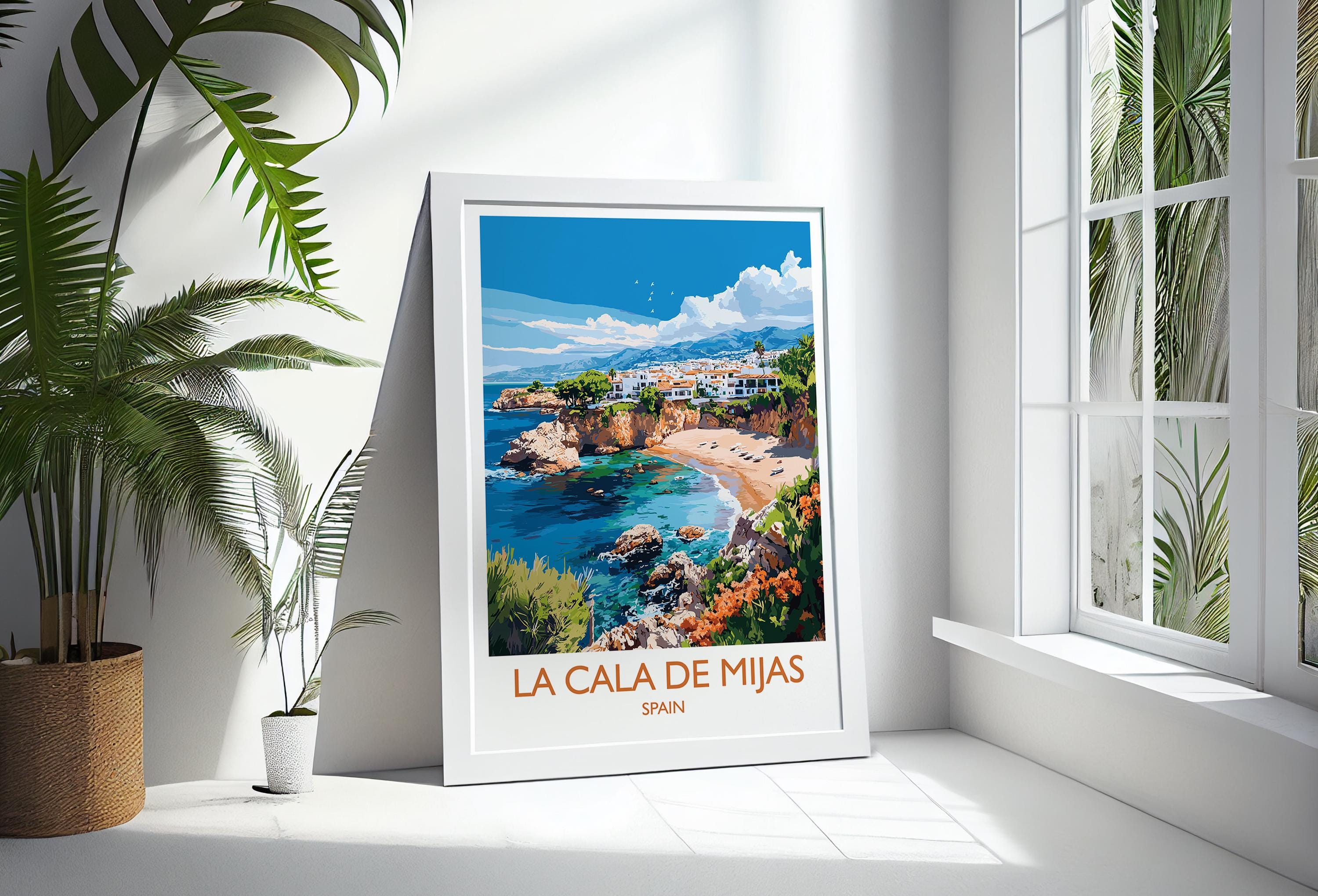 La Cala de Mijas Travel Print, Travel Poster of La Cala de Mijas, Spain, Malaga Art, Malaga Gift, Wall Art Print NQ Media Designs