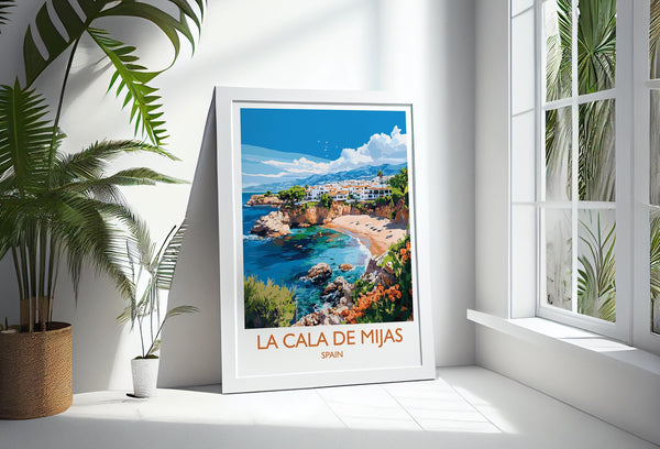 La Cala de Mijas Travel Print, Travel Poster of La Cala de Mijas, Spain, Malaga Art, Malaga Gift, Wall Art Print