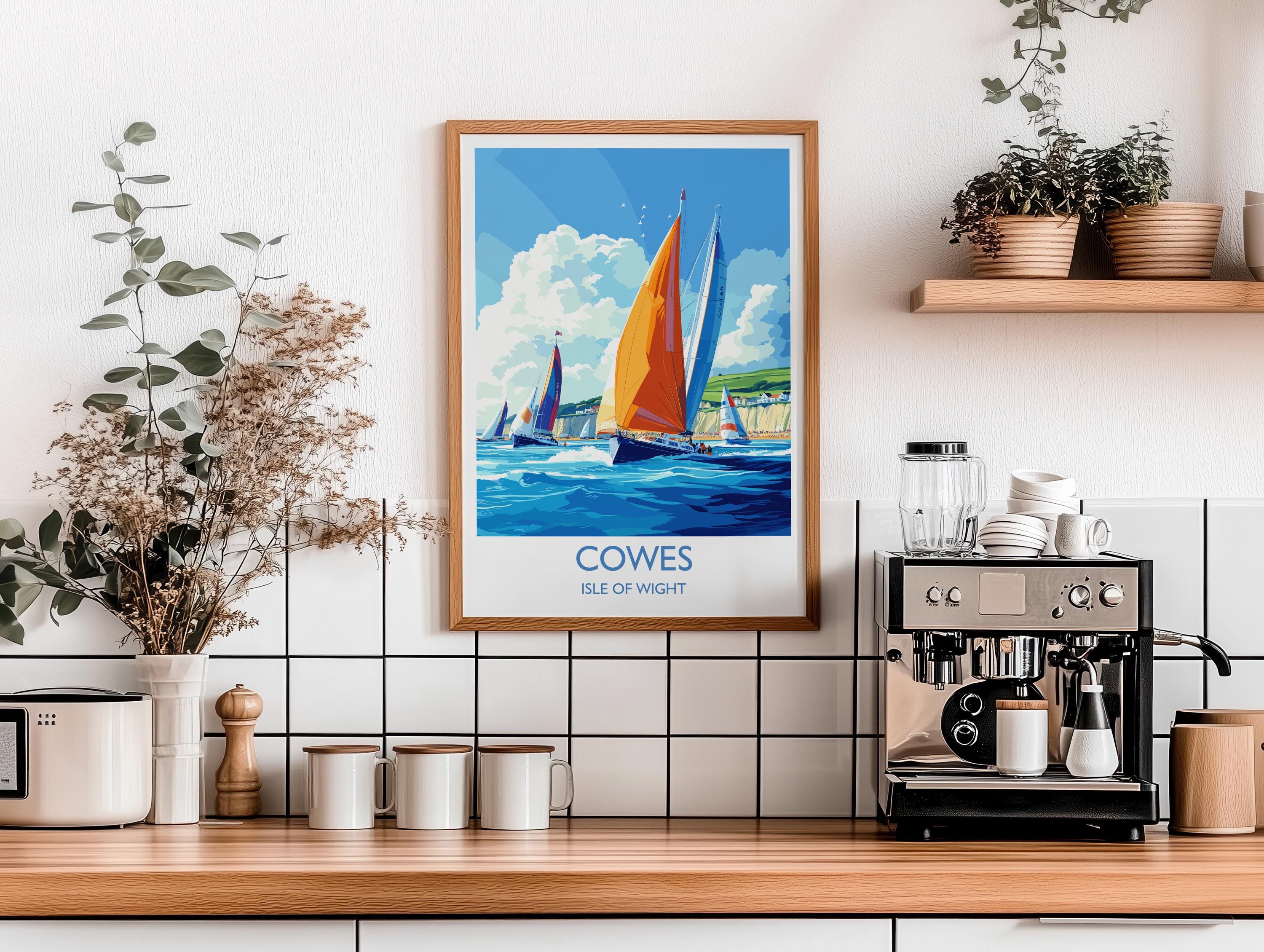 Cowes Travel Print Wall Art, Travel Poster of Cowes, Cowes Gift, Cowes Art, Sailing Art, Isle of Wight Gift, NQ Media Designs