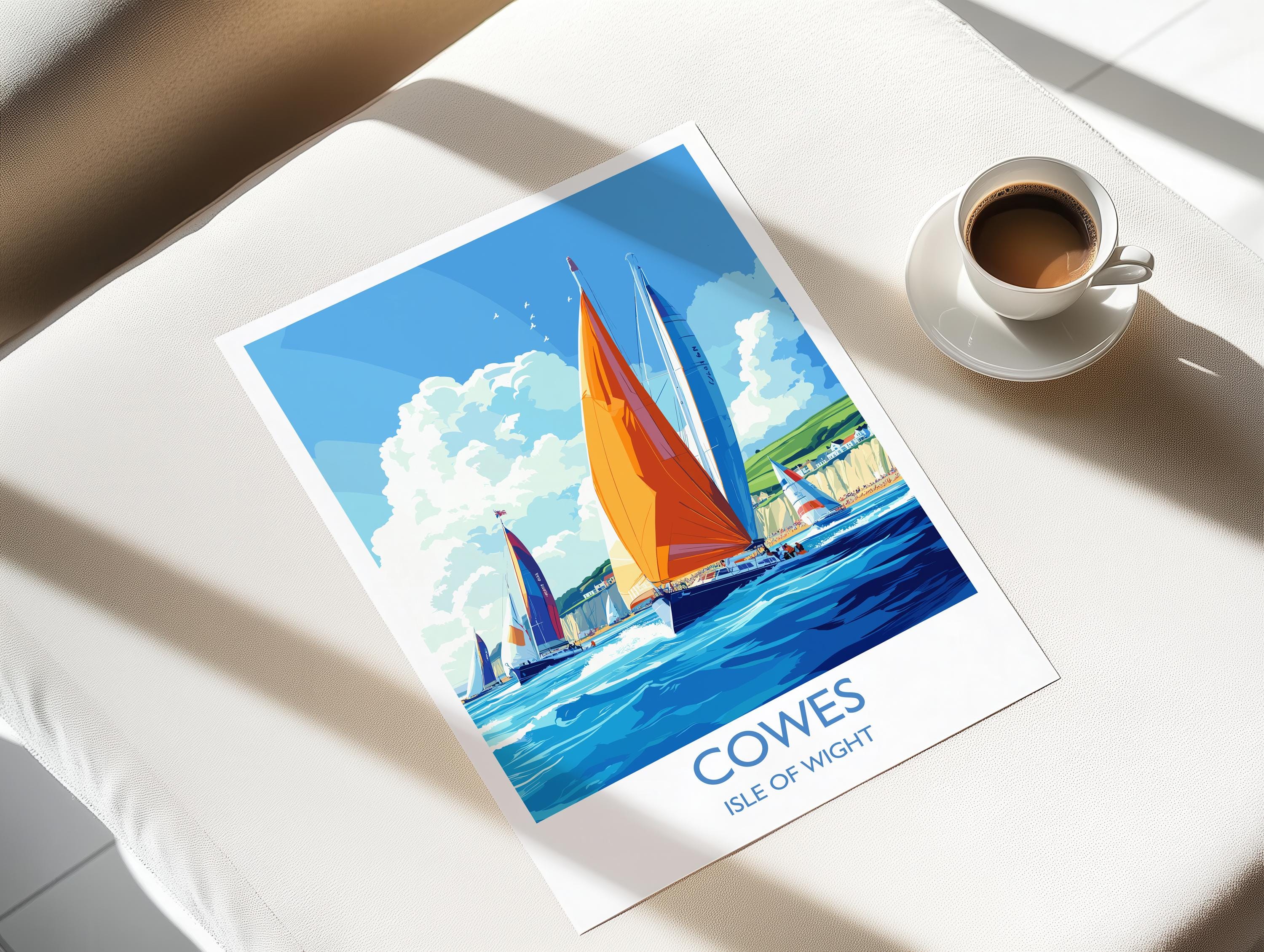 Cowes Travel Print Wall Art, Travel Poster of Cowes, Cowes Gift, Cowes Art, Sailing Art, Isle of Wight Gift, NQ Media Designs