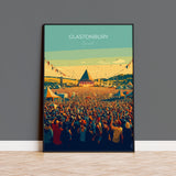 Glastonbury Travel Poster, Travel Print of Glastonbury, Somerset, England, Glastonbury Art, Festival Art Gift, Somerset Wall Art Print NQ Media Designs