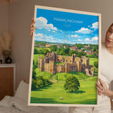 Framlingham Castle Poster, Suffolk Wall Art, Medieval Castle Print, English Travel Poster, Framlingham Gift
