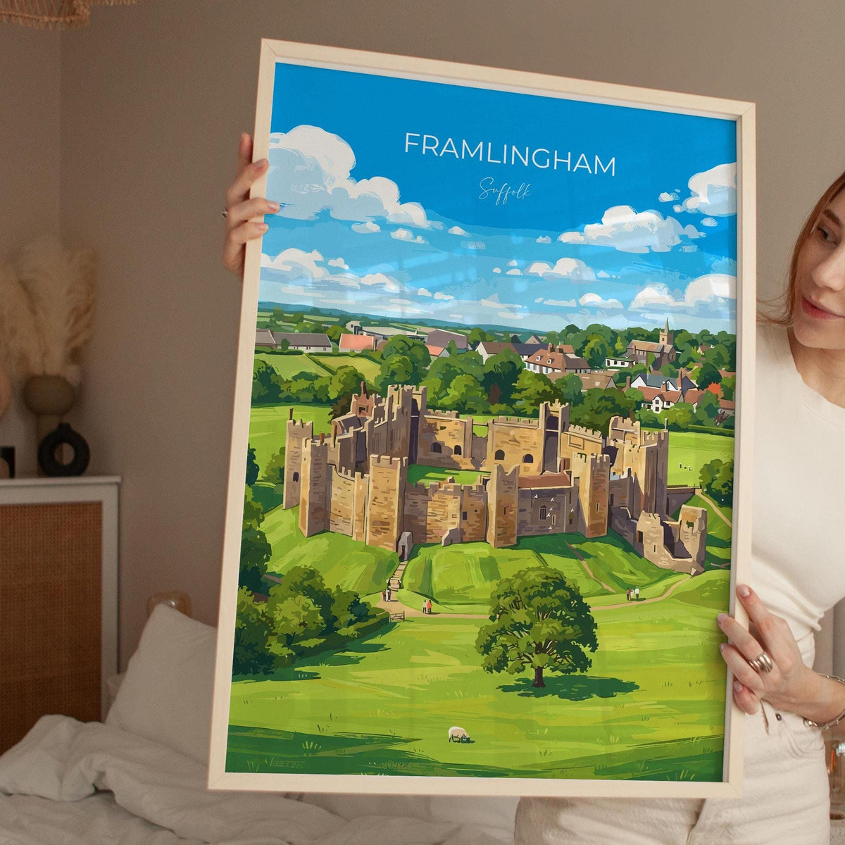 Framlingham Castle Poster, Suffolk Wall Art, Medieval Castle Print, English Travel Poster, Framlingham Gift