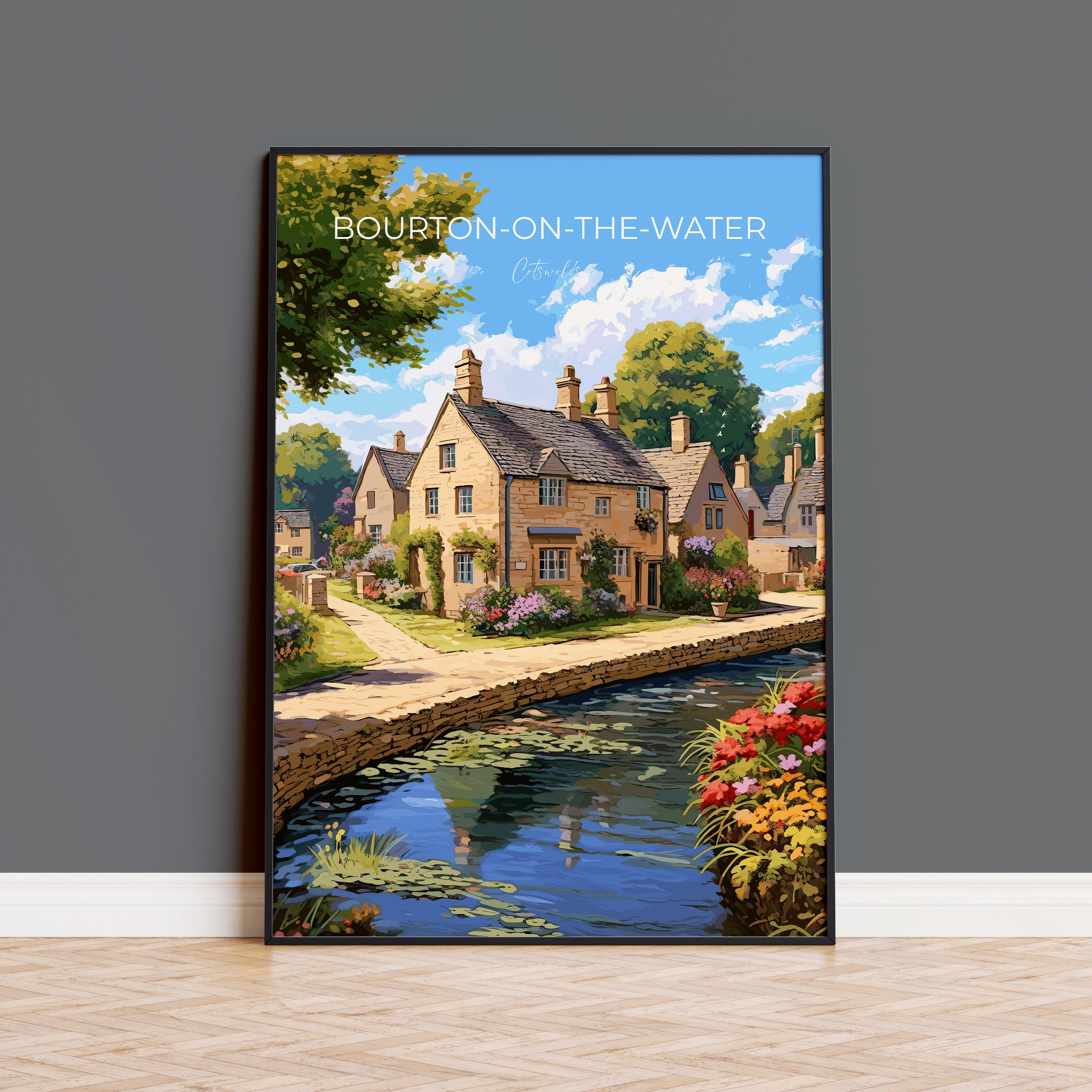Bourton on the Water Travel Poster, Travel Print of Bourton on the water, England, Cotswolds Art, Cotswolds Gift, Wall Art Print NQ Media Designs