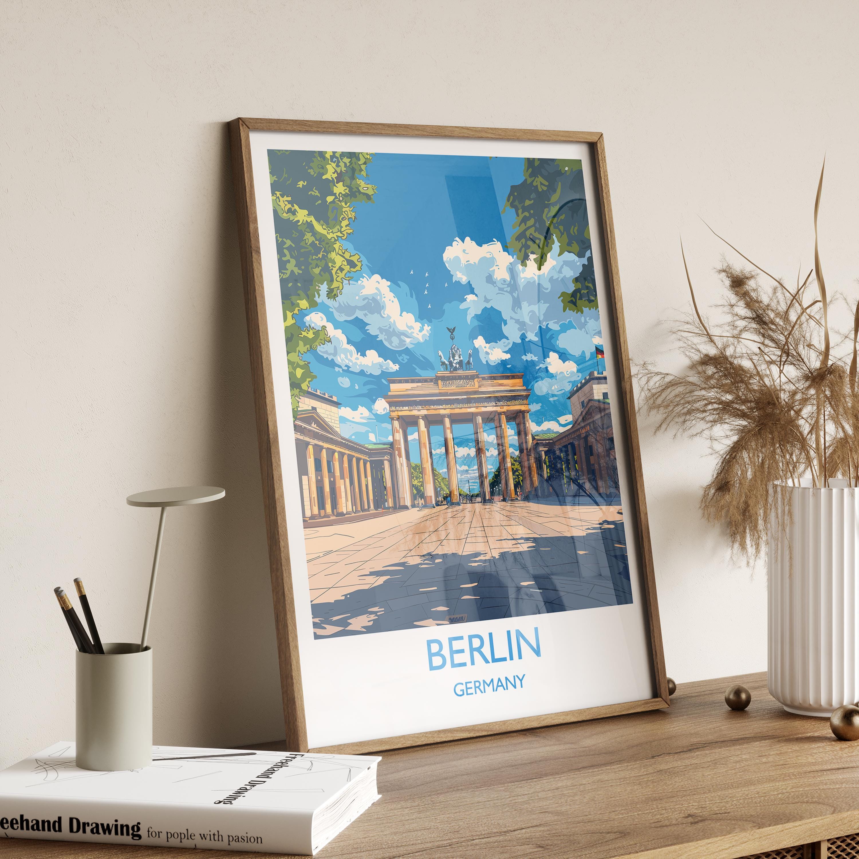Berlin Travel Print Wall Art, Travel Poster of Berlin, Brandenburg Gate, Berlin Art Lovers Gift, Germany Art Gift NQ Media Designs