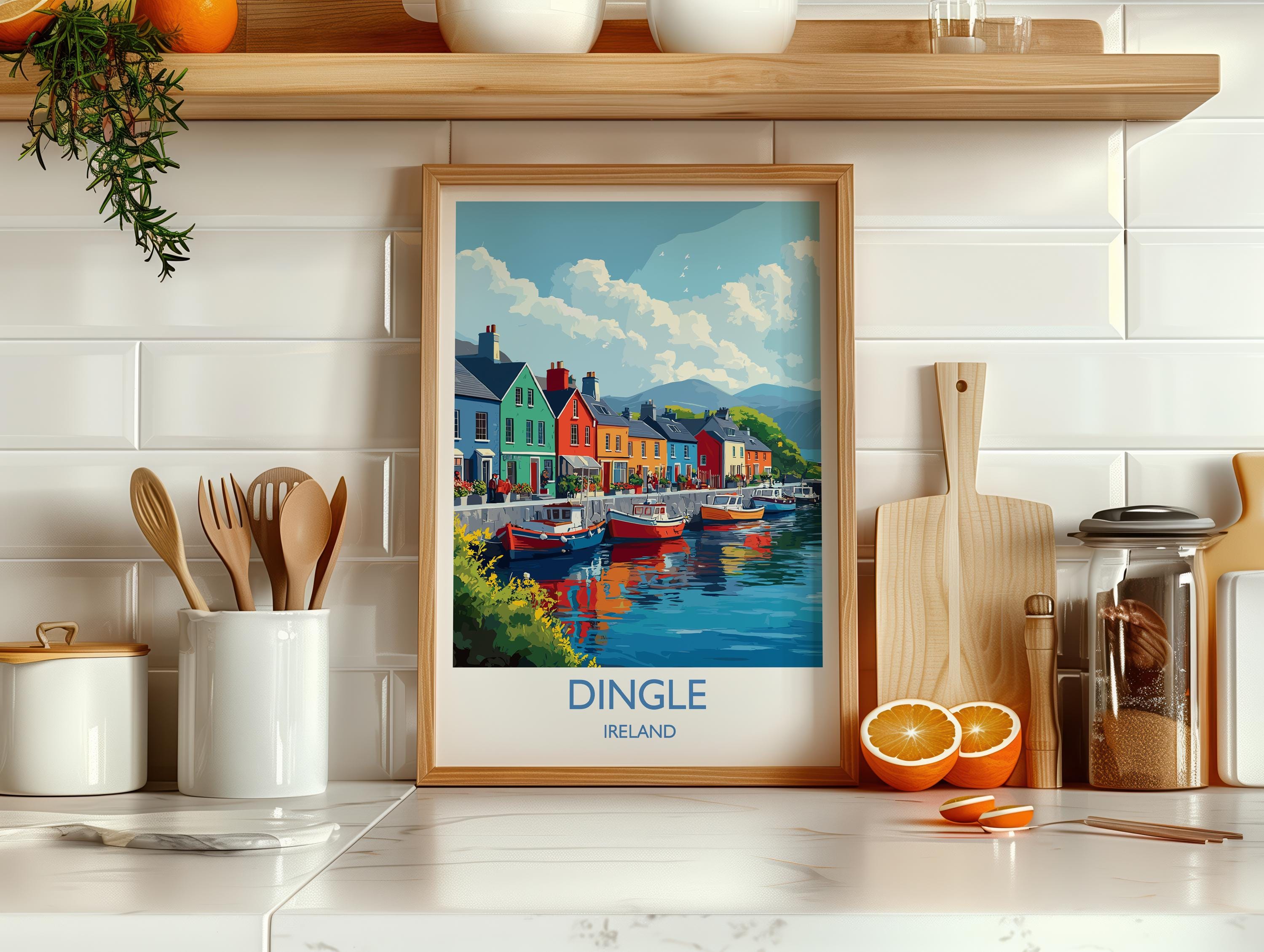 Dingle Poster, Travel Print of Dingle, County Kerry, Ireland Coast, Travel Wall Art Gift NQ Media Designs