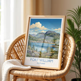 Fort William Scotland Print, Ben Nevis Wall Art with Border, Scottish Highlands Poster, Loch Linnhe Print, Fort William Gift
