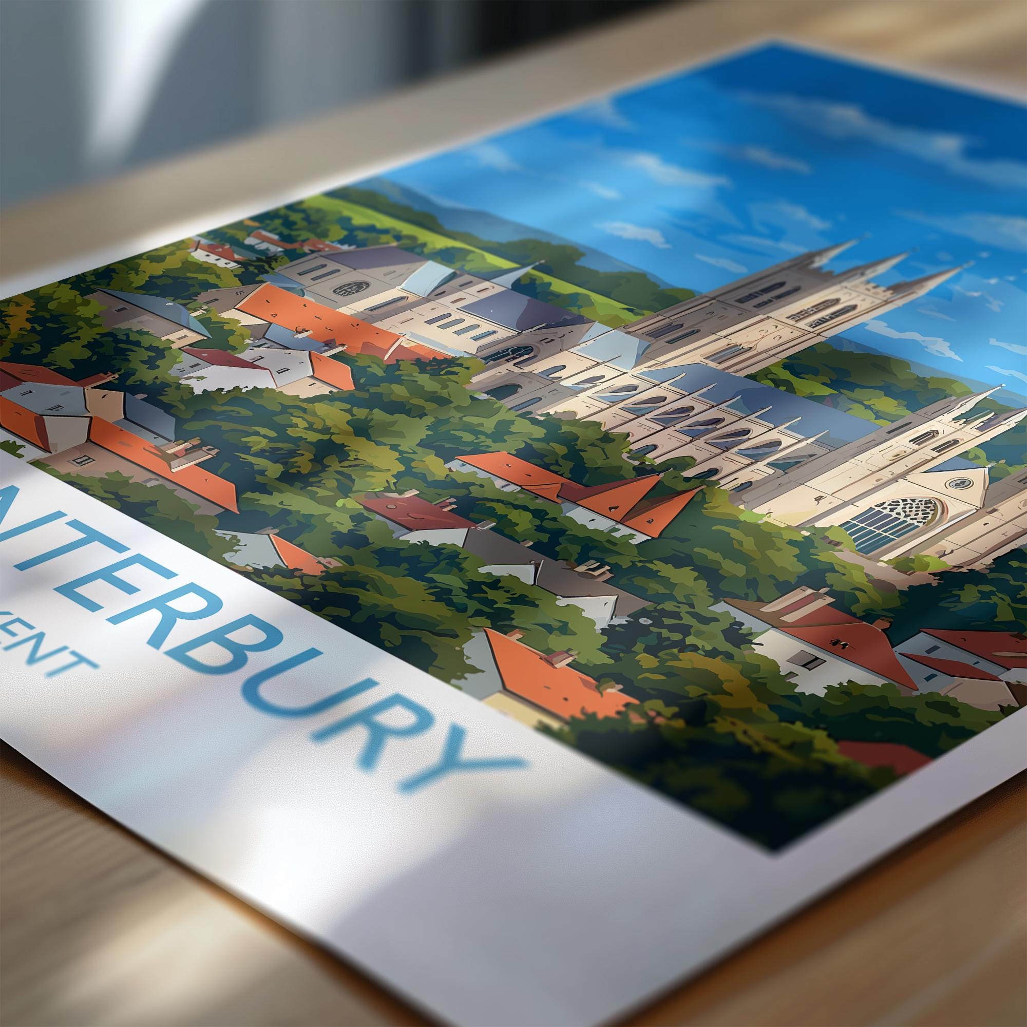 Canterbury Travel Print, Travel Poster of Canterbury, England, Canterbury Cathedral, Kent Art Lovers Gift, Wall Art Print NQ Media Designs
