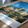 Canterbury Travel Print, Travel Poster of Canterbury, England, Canterbury Cathedral, Kent Art Lovers Gift, Wall Art Print