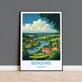 Berkshire Travel Poster Wall Art, Berkshire Travel Print, English Countryside Art Gift, Wall Art Print NQ Media Designs