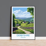 Derbyshire Travel Poster Wall Art, Derbyshire Travel Print, English Countryside Art Gift, Wall Art Print NQ Media Designs