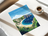 Lulworth Cove Travel Print, Travel Poster of Lulworth Cove, England, Dorset Coast Art Lovers Gift, Wall Art Print NQ Media Designs