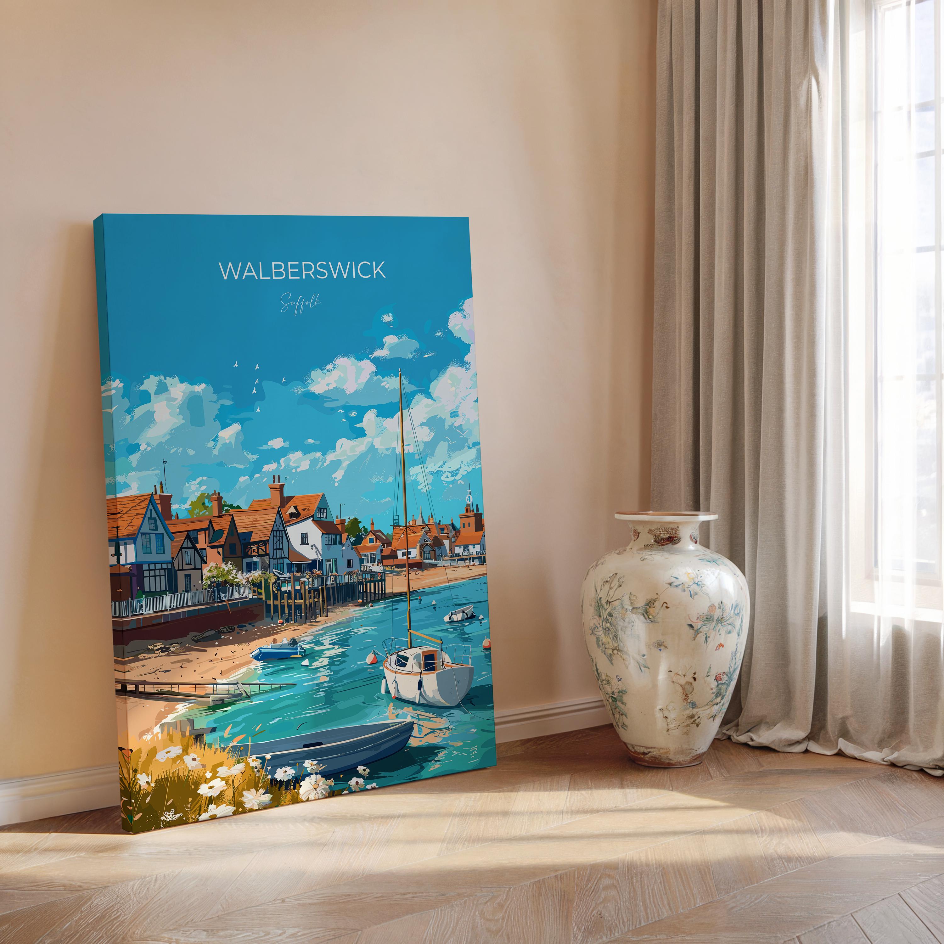 Walberswick Travel Poster, Travel Print of Walberswick, Walberswick Art Lovers Gift, Suffolk Coast Wall Art NQ Media Designs