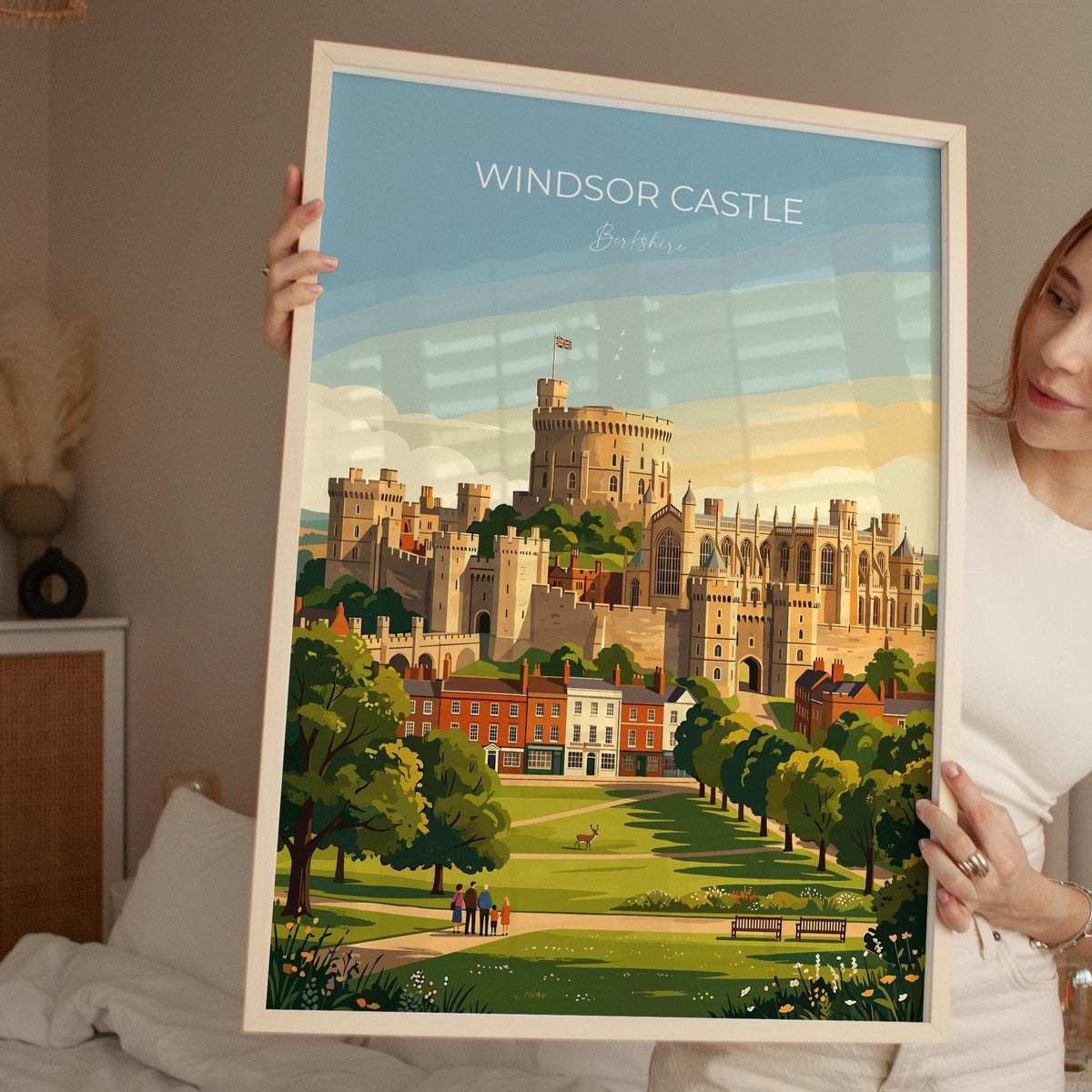 Windsor Castle Poster, Berkshire Wall Art, Royal Castle Print, English Travel Poster, Windsor Gift