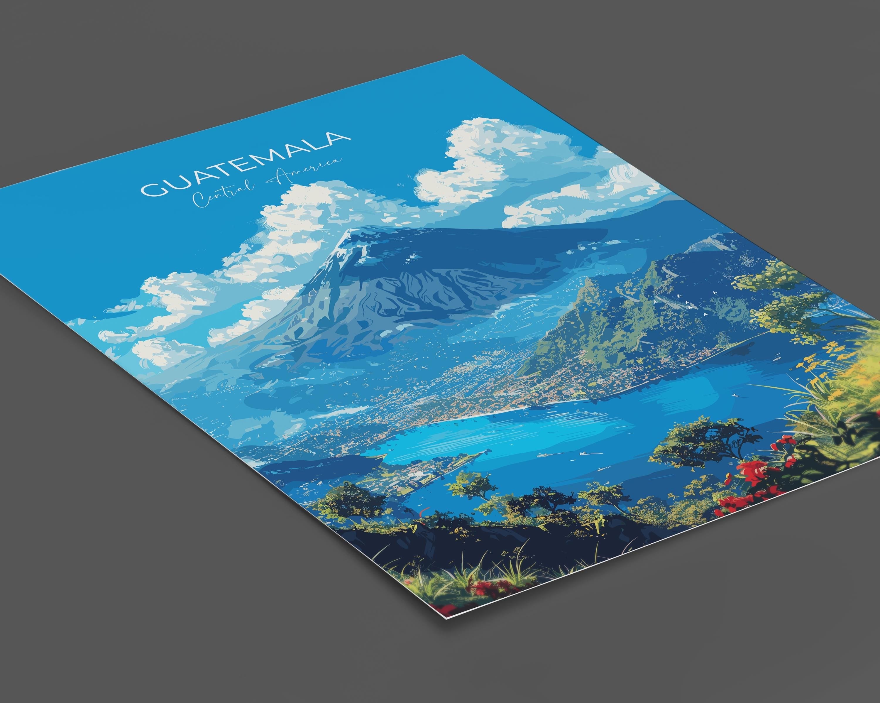 Guatemala Travel Poster, Travel Print of Guatemala, Central America Poster, Guatemala Wall Art Lovers Gift NQ Media Designs