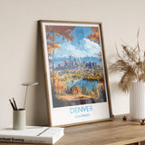 Denver Travel Poster Wall Art, Travel Print of Denver, Colorado, USA, Denver Art Lovers Gift NQ Media Designs