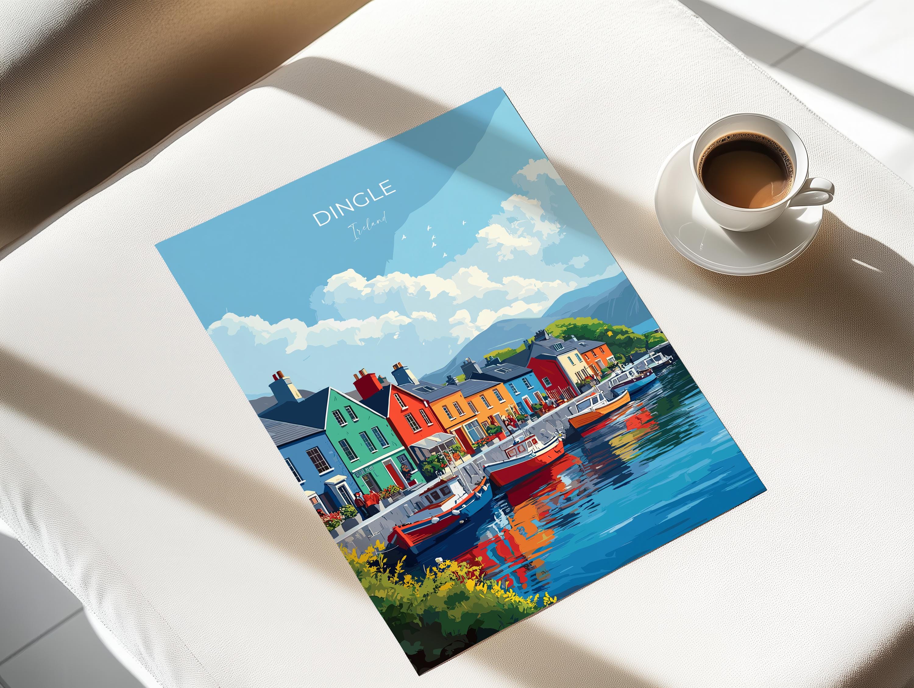 Dingle Print, Travel Poster of Dingle, County Kerry Art, Ireland Coast, Travel Wall Art Gift NQ Media Designs