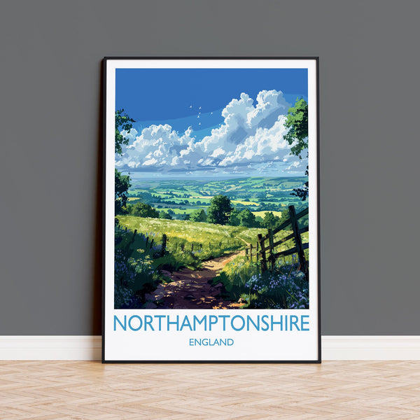 Northamptonshire Print Wall Art, Travel Poster of Northamptonshire, England, Northamptonshire Art Lovers Gift, England Wall Art Print