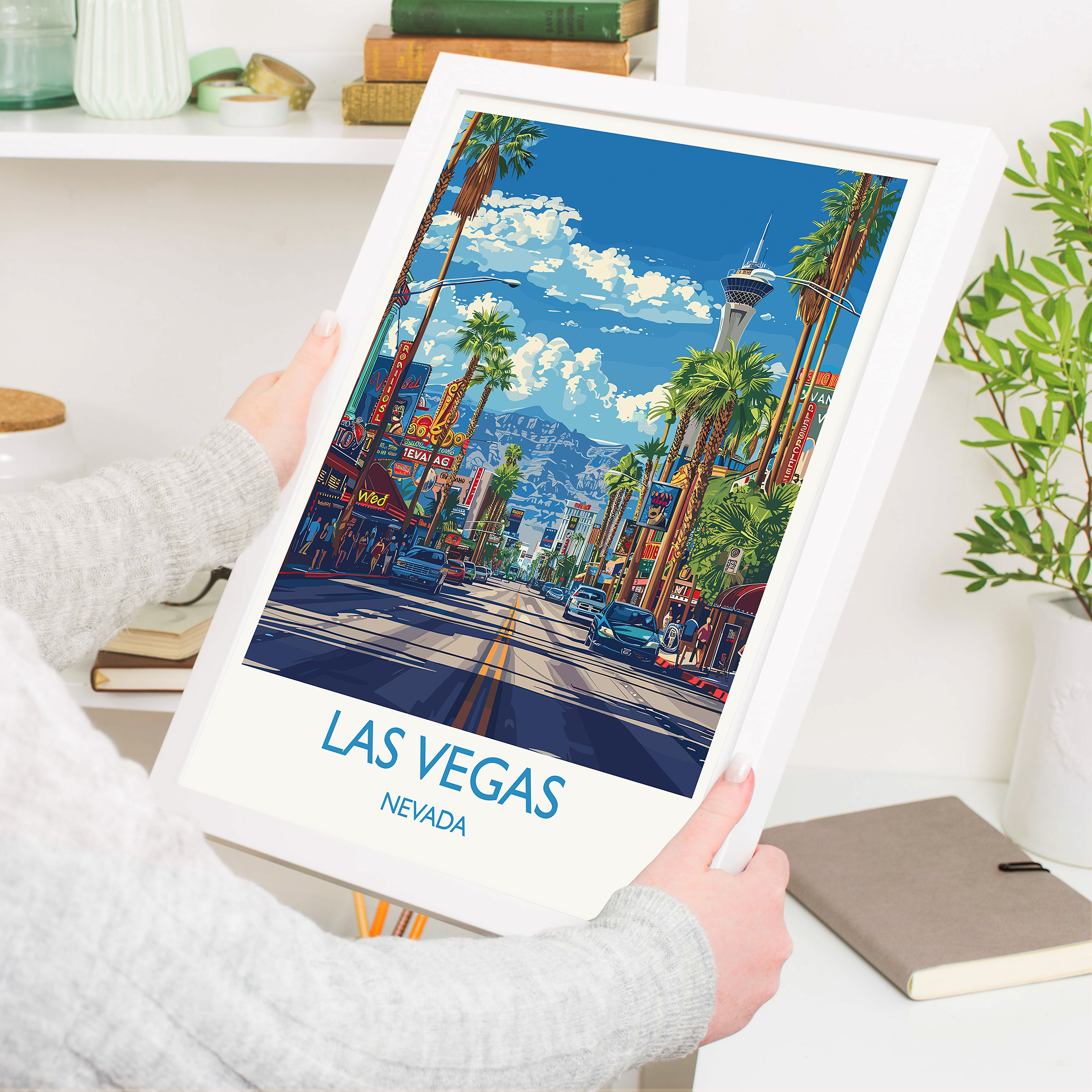 Las Vegas Travel Print, Travel Poster of Las Vegas, Nevada, Las Vegas Art Lovers Gift, USA Gift, Wall Art Print NQ Media Designs