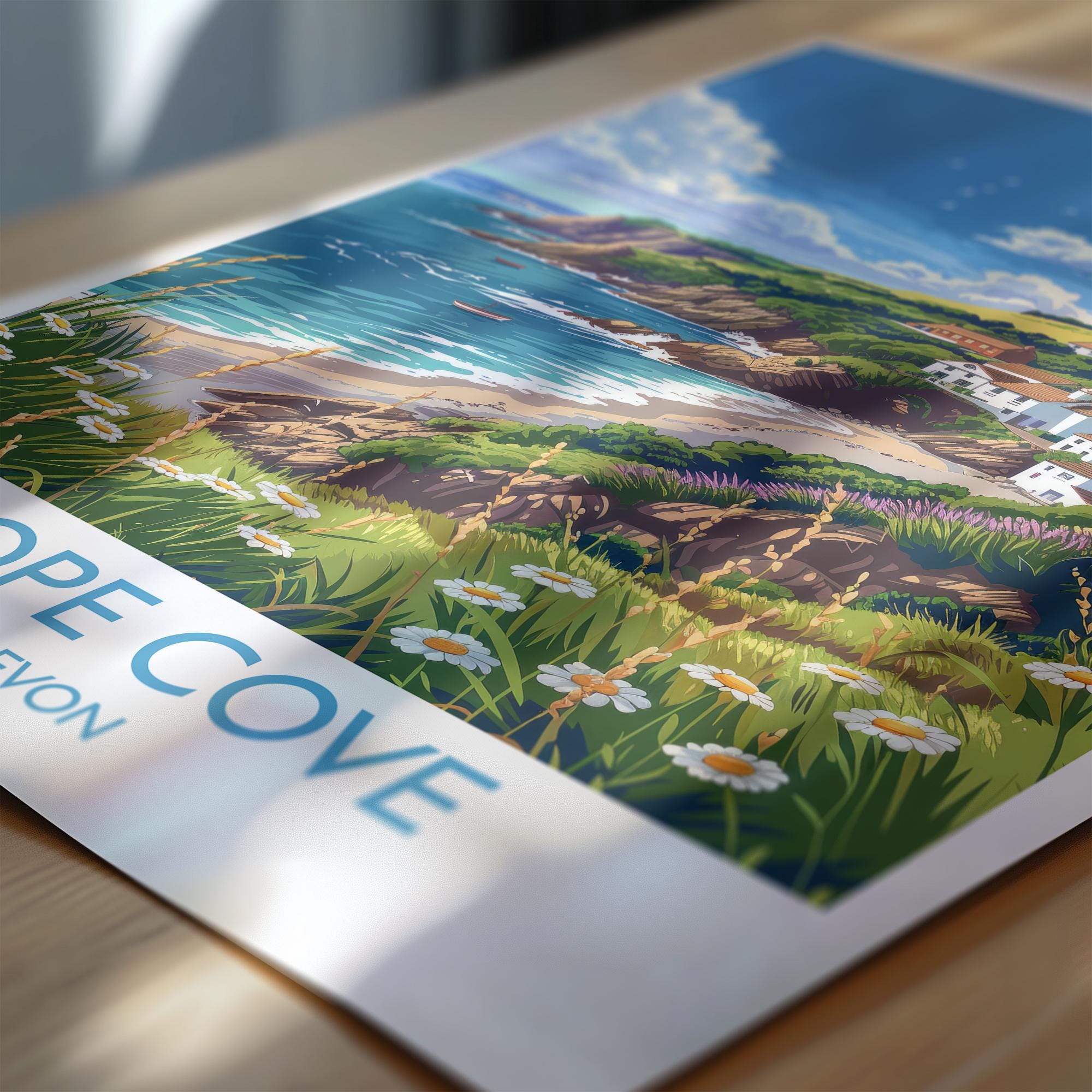 Hope Cove Travel Print, Travel Poster of Hope Cove, England, Devon Art, Hope Cove Art Lovers Gift, Wall Art Print NQ Media Designs