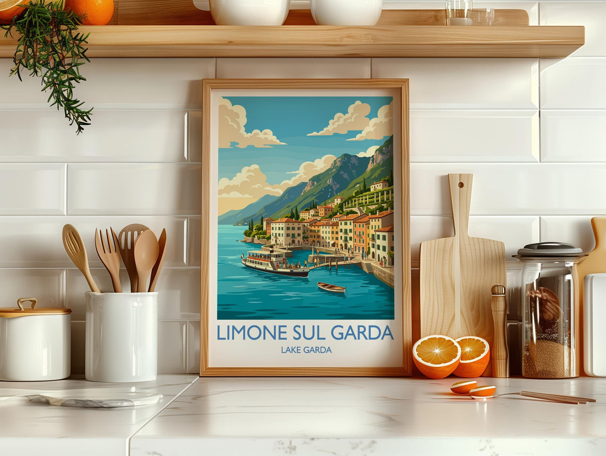 Limone sul Garda Travel Print | Lakeside Harbour, Italy Wall Art