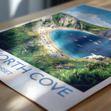 Lulworth Cove Travel Print, Travel Poster of Lulworth Cove, England, Dorset Coast Art, Dorset Gift, Wall Art Print NQ Media Designs