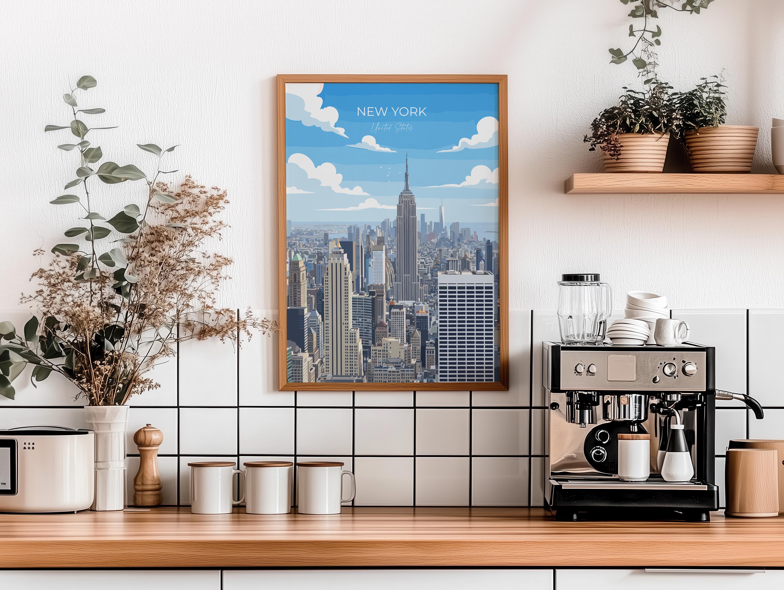 New York City Art Print, Manhattan Skyline Art Gift, Empire State Building Poster NQ Media Designs