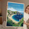 Lulworth Cove Travel Print, Travel Poster of Lulworth Cove, England, Dorset Coast Art Lovers Gift, Wall Art Print
