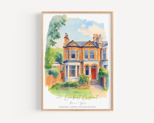 Personalised Watercolour House Portrait, Home Portrait, House Warming Gift, New Home Gift, First Home, Digital Wall Art Watercolour Decor