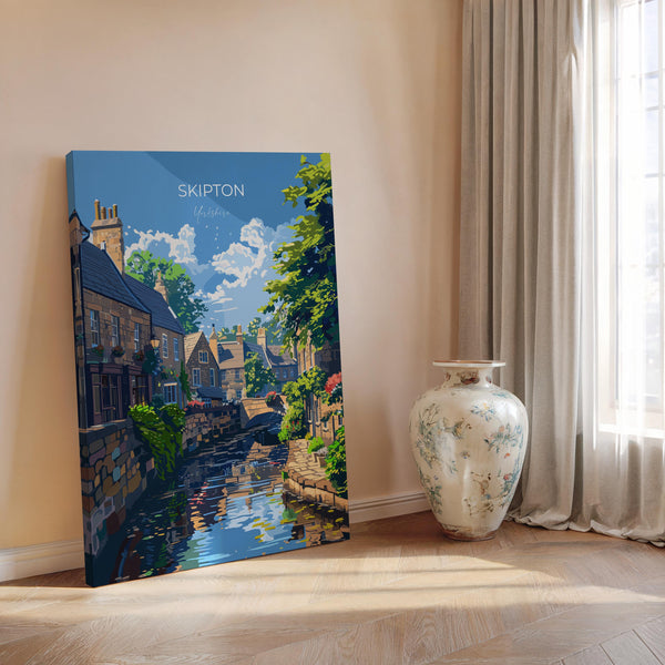Skipton Travel Poster Wall Art, Travel Print of Skipton, Skipton Art Print, North Yorkshire Wall Print, Yorkshire Art Lovers Gift