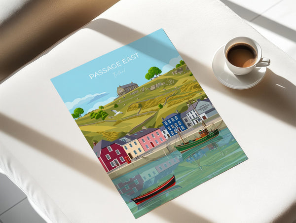 Passage East Print, Travel Poster of Passage East, County Waterford, Ireland Coast, Travel Wall Art Gift