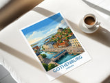 Gothenburg Sweden Travel Poster, Skansen Kronan Wall Art, Gothenburg Tram Print, Historic City & Harbour, Swedish Travel Poster
